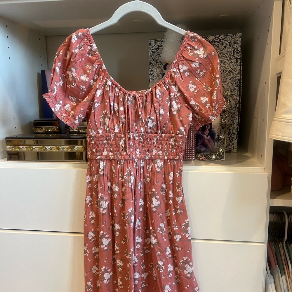 Hollister Pink Floral Smocked Dress